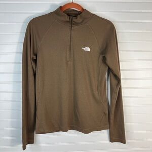 The North Face Women’s Sz M Long Sleeve Tee 1/4 Zip Polartec Brown Side Pocket